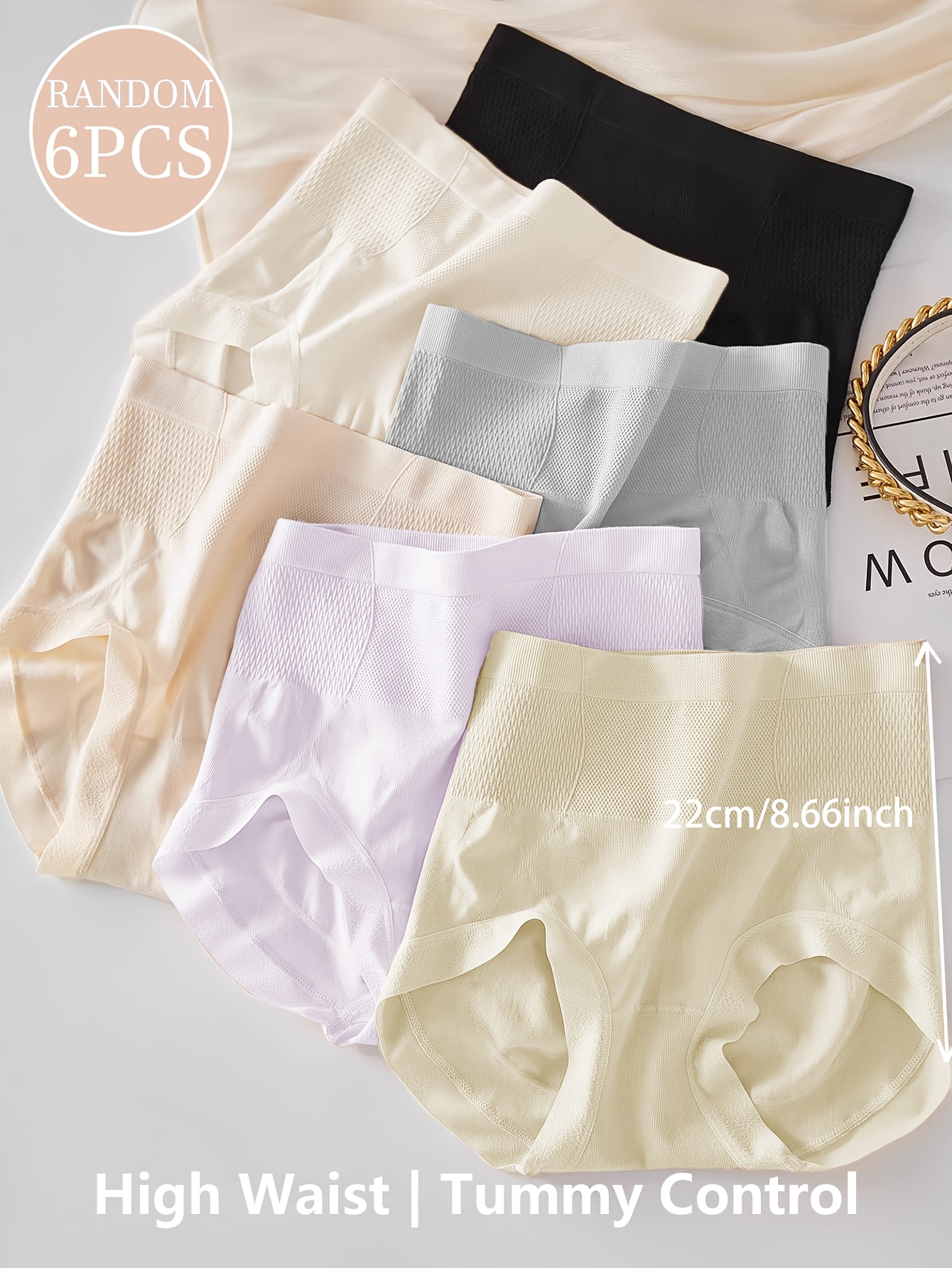 6-pack slumpmässigt skickade midjor damunderkläder för att lyfta rumporna, enkel design som hjälper till att med hög elasticitet, sömlös och osynlig triangelkant | Hög Kvalitet Och Prisvärd | Temu