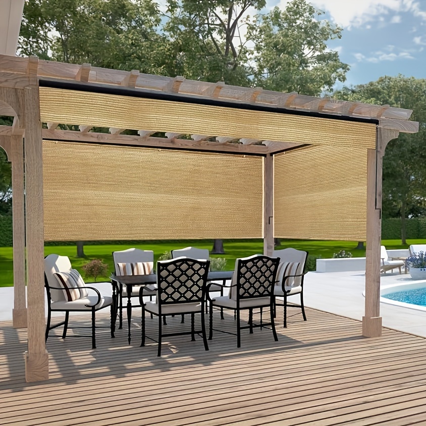 

6ft X 4ft Wheat-colored Hdpe Roller Shade Fabric - Uv , Breathable & - Ideal For Patio, Pergola, Deck & Window Sunshade