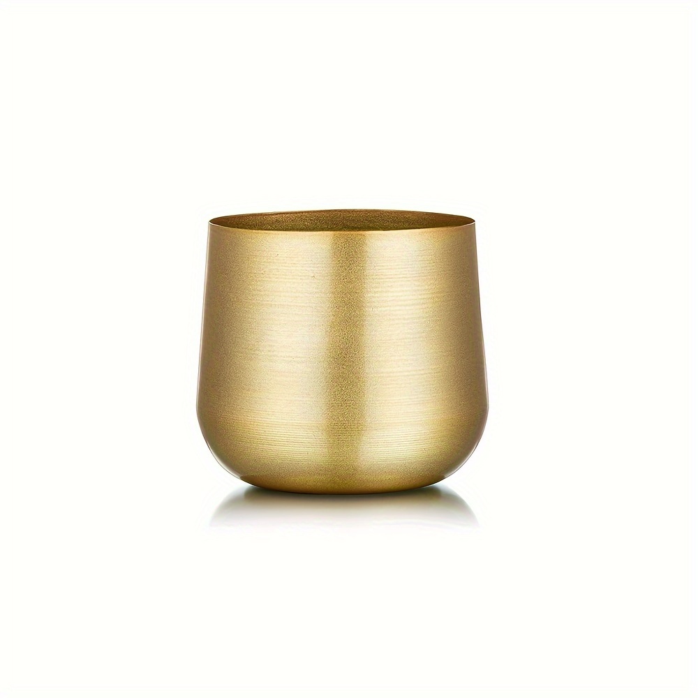 Image of Metal Flower Pot With Drainage, A Stylish Golden Vase For And Decoration, Perfect As A Gift For Weddings And Suitable For Indoor Or Outdoor Use, Enhancing The Decor Of Living Rooms And