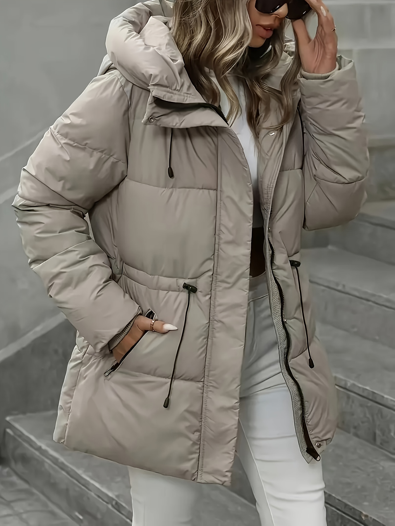 padded womens winter   waist cinching thick and warm jacket coat jacket