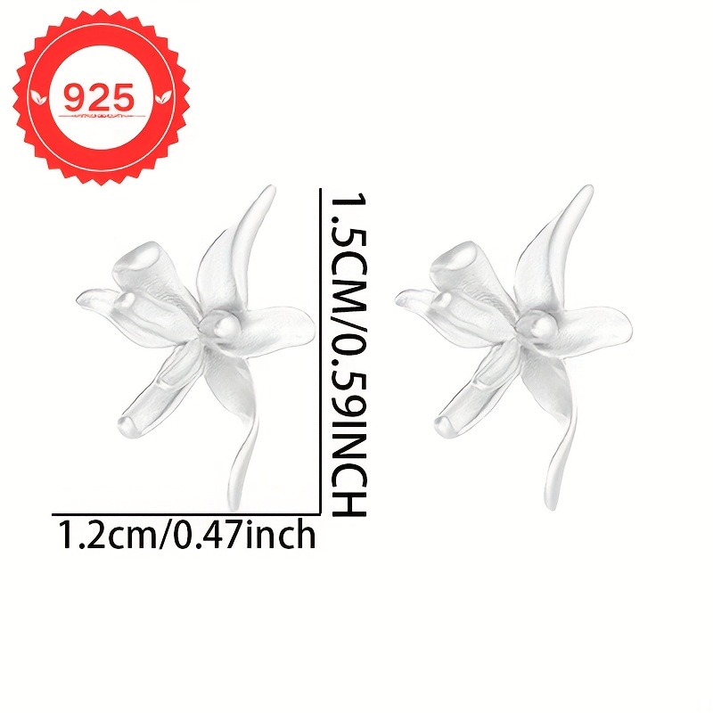 Iris Flower Timeless Gift Earrings S925 Sterling Silver Stud Earrings