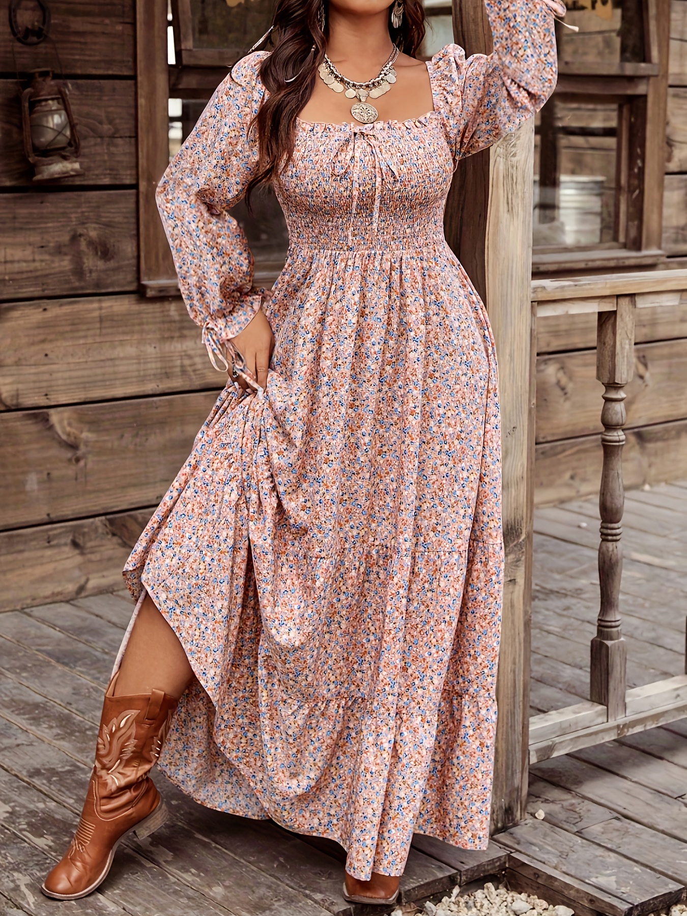 boho maxi dresses for women sold on Temu United States