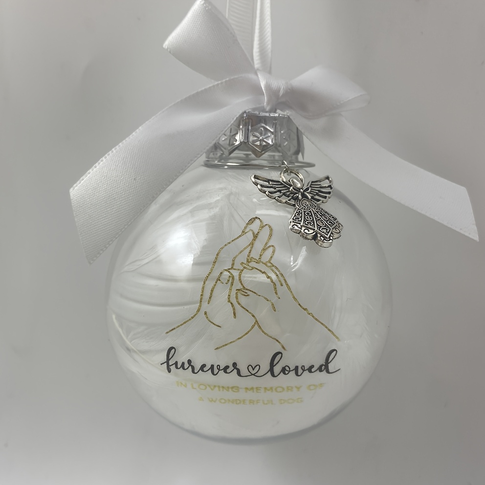 TEMU A "hand Holding Dog Paw You" Memorial Ornament Ball, Dog Memorial Hanging Ball, Pet Keepsake Christmas Decoration Remembrance Gift, Christmas