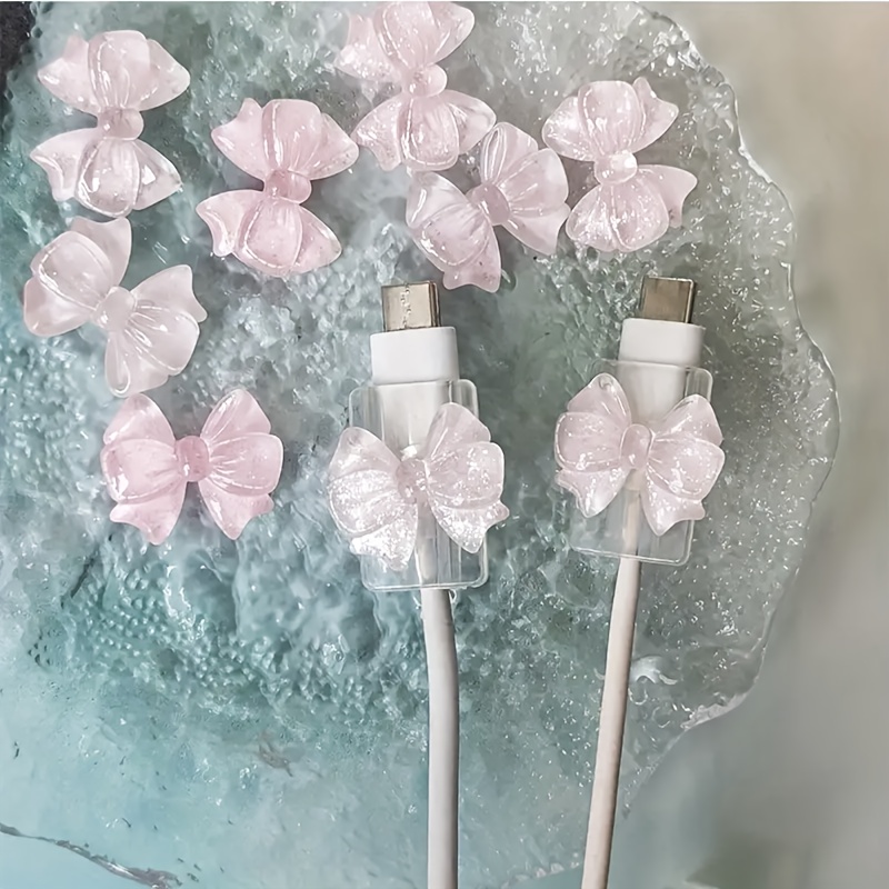 2 Pink Bow Universal iPhone/Type-C Cable Protectors