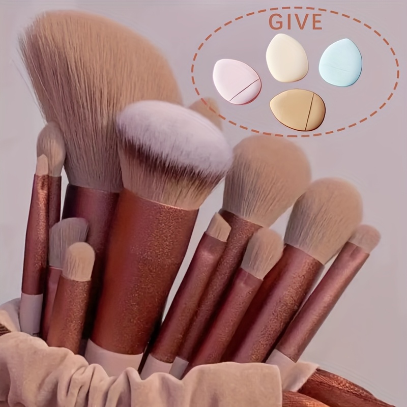 TEMU 13pcss Makeup Brushes Makeup Kit, Foundation Brush Eyeshadow Brush Make Up Brushes Set (reddish Brown, 13pcs Set) Birthday And Valentine's Day Easter Gifts