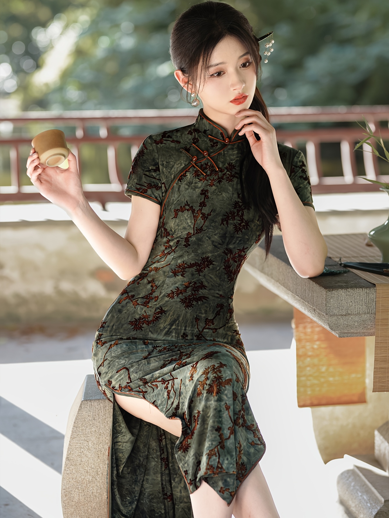 green emerald velvet dress Amazon.com: ROYAL SMEELA Chinese Qipao Dress Short Sleeve Elegant Floral  Print Cheongsam Dress