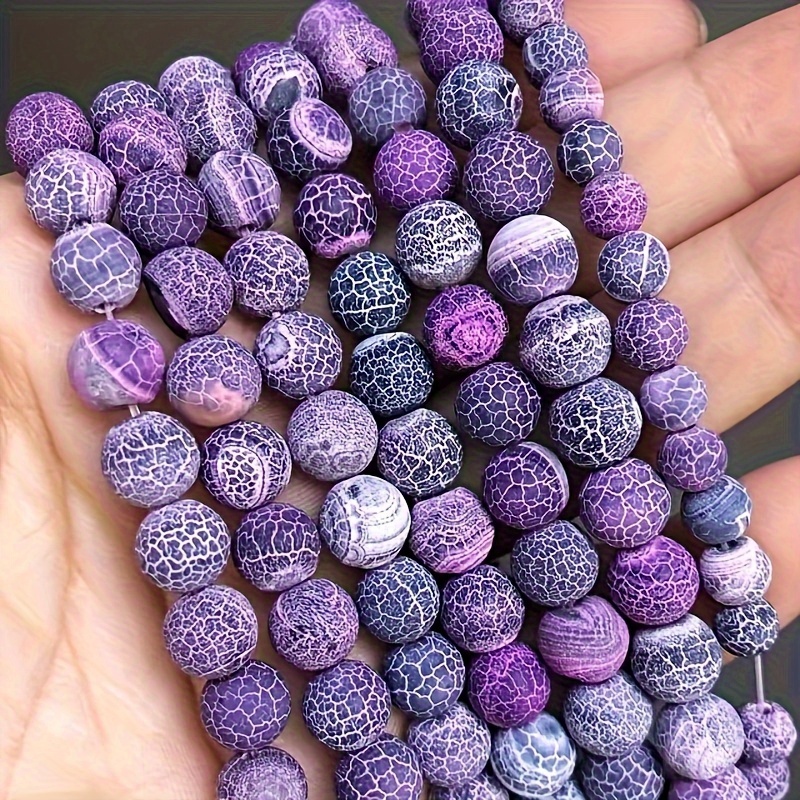 

61/46/36pcs Stone Purple Pattern Jewelry Diy Bracelet Necklace Accessories 6/8/10mm