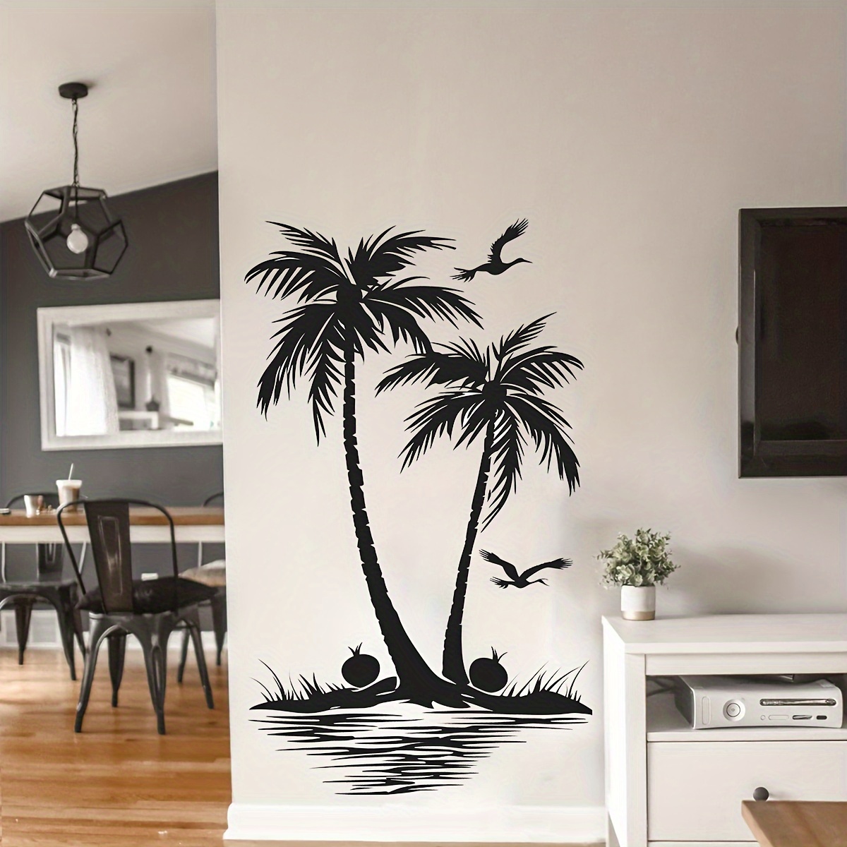 contemporary palm tree wall sticker self   removable bedroom entryway living room patio decor   durable wall decoration 0