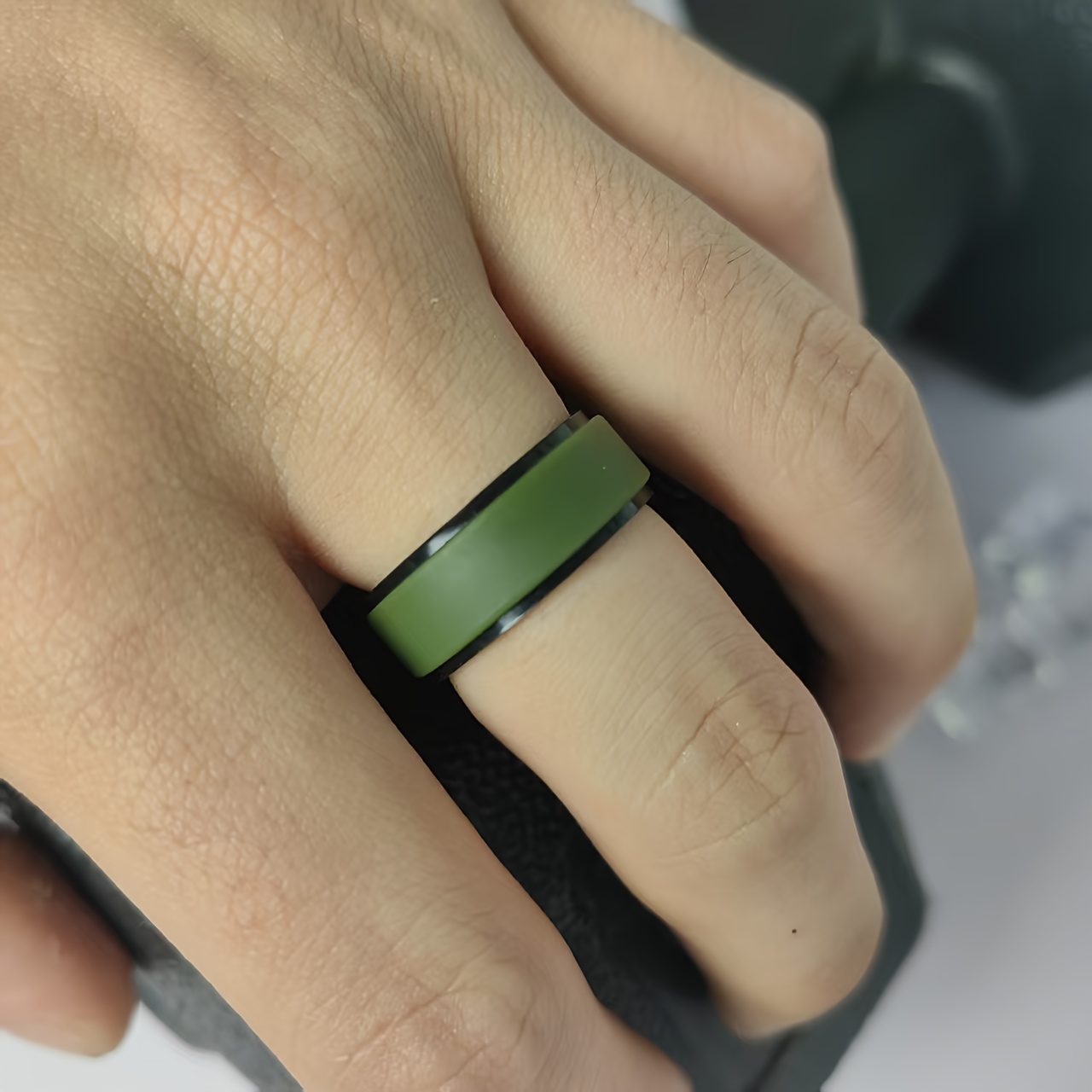 8mm Wide Flat Men's Silicone Ring for Sports