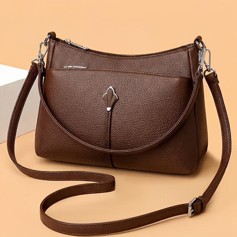 TEMU Elegant Women's Crossbody Bag, Shoulder Handbag, Multi-zip , Lightweight And Spacious Purse For Daily Use, Travel, Office And Shopping, Stylish
