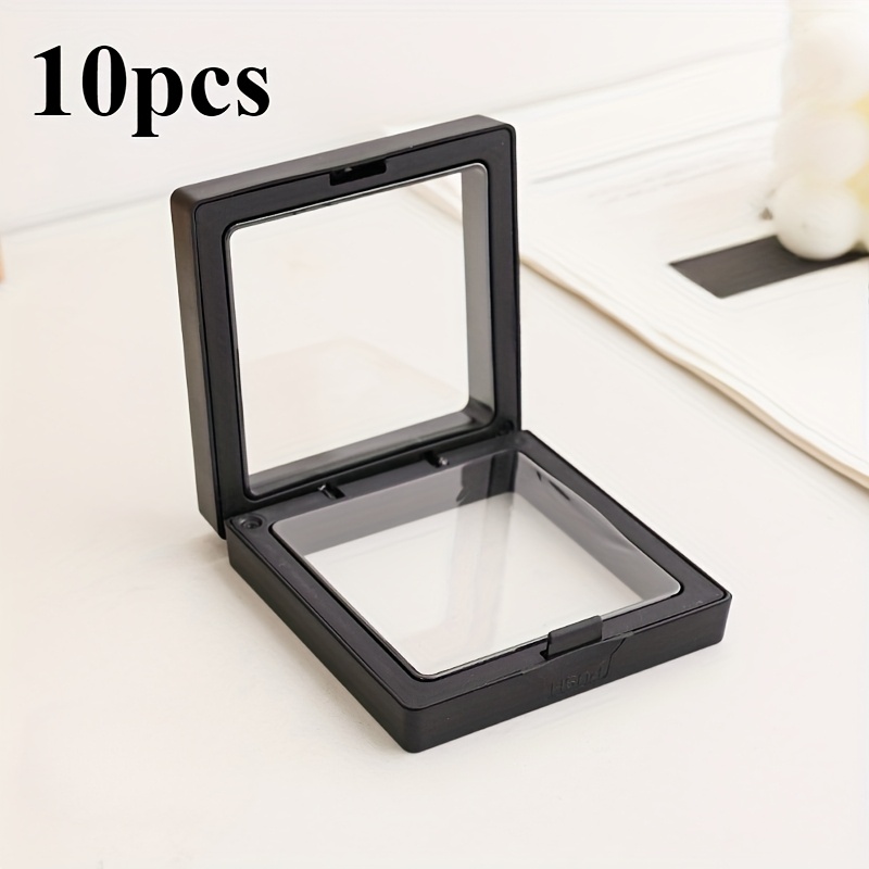 TEMU 10pcs 3d Box, Plastic Dustproof Jewelry Packaging, Transparent Storage Box For Necklaces, Bracelets, Rings, , Earrings, Pins, With Film, Gift Box For Retail And Personal Use