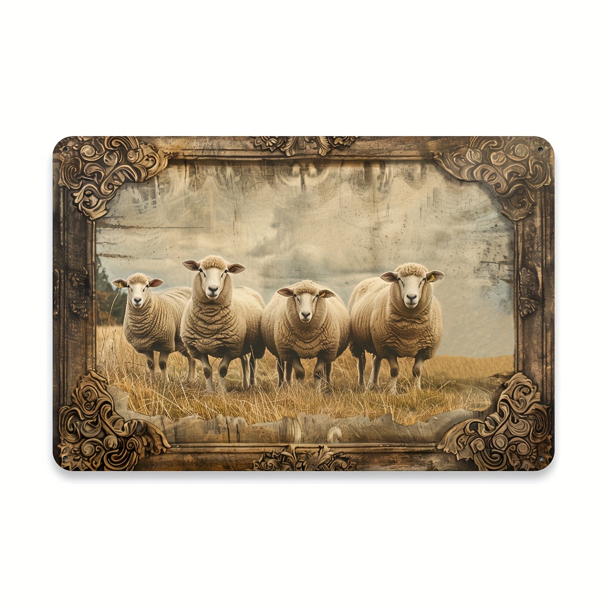 

Vintage Farmhouse Sheep Tin Sign Wall Art, Metal Retro Decorative Foil Engraving For Home, Bar, Cafe, Restaurant - 1 Piece 12x8 Inch