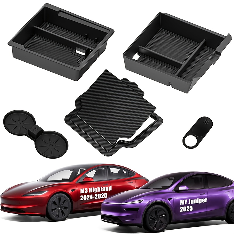 Image of Atsl Car Is Suitable For Model 3 Highland/ /premium/-2026 Car Center Console Armrest Box Silicone Interior Storage Box 5pcs Set Organizes Console