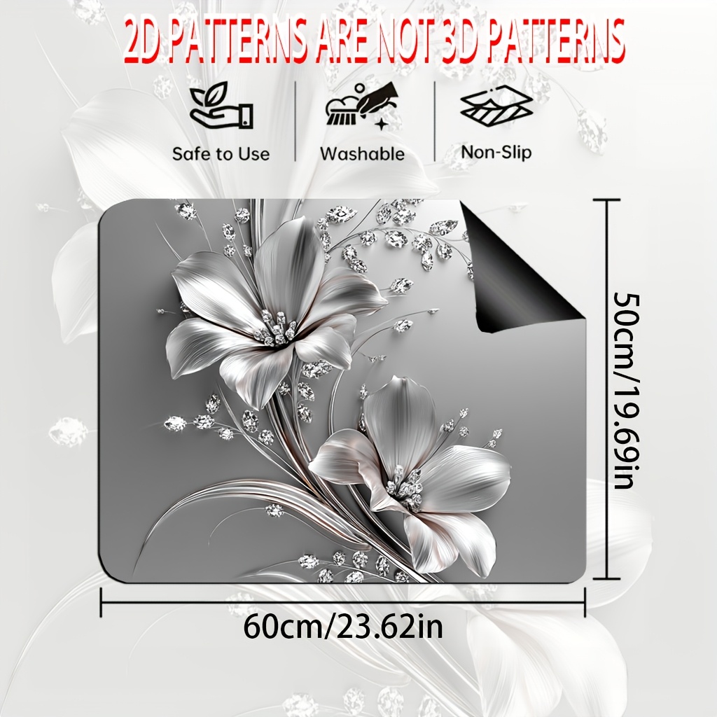 TEMU 1pc, Tapis de protection de couvercle de four à impression plate 2D et couvercle de cuisinière décoratif, protecteur de plaque de cuisson à gaz,