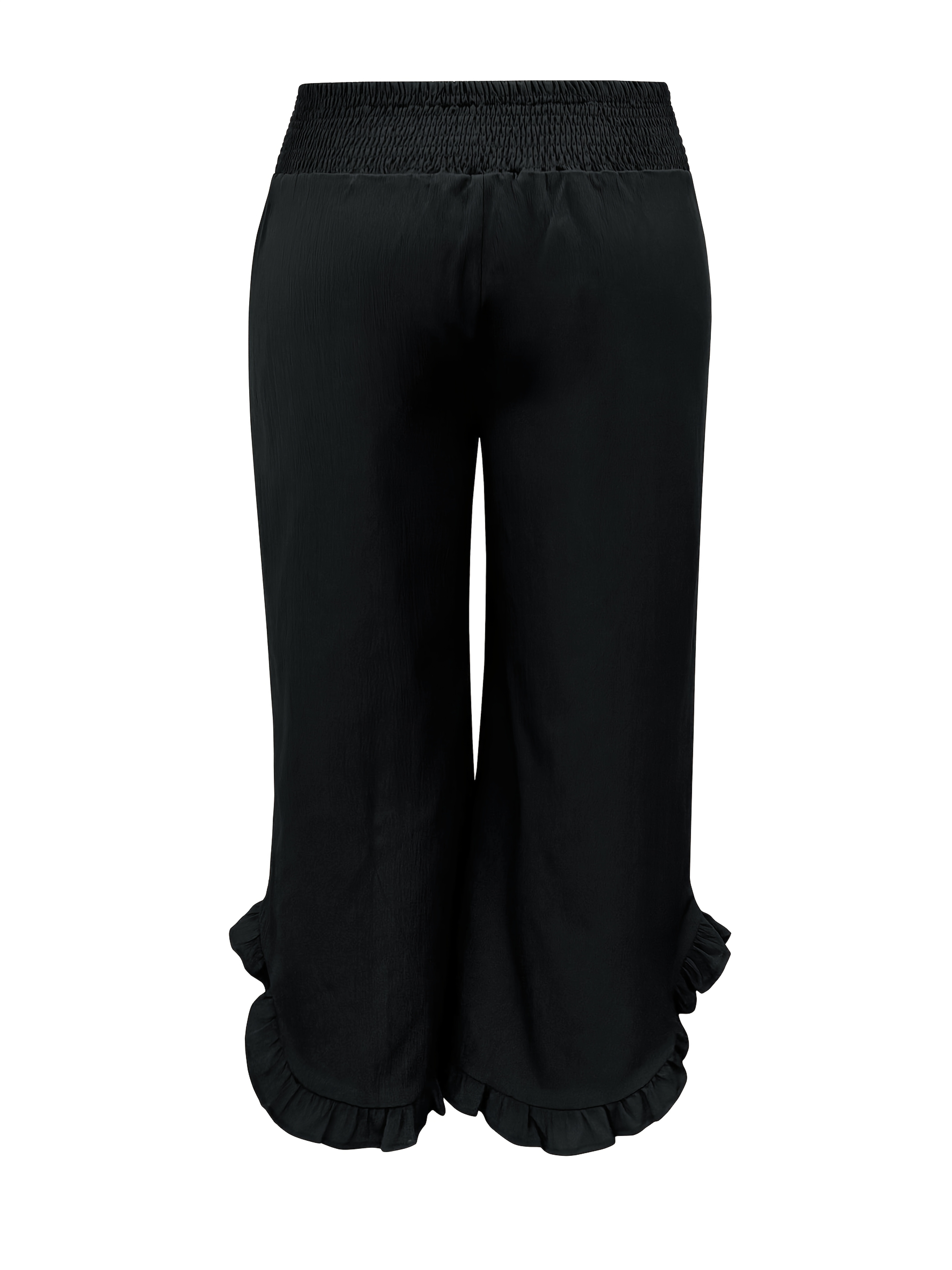 plus size autumn and winter large size womens trousers black elasticized waistband inverted v shape leg design versatile casual vacation pants for plus size women details 4