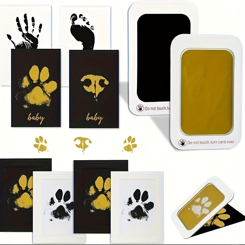 TEMU Print Kit, Dog Paw Print Kit, Including 2 Ink Pads, 4 Sheets Of Photo Paper, And 4 Paper Picture Frames, Perfect For Baby Footprints And