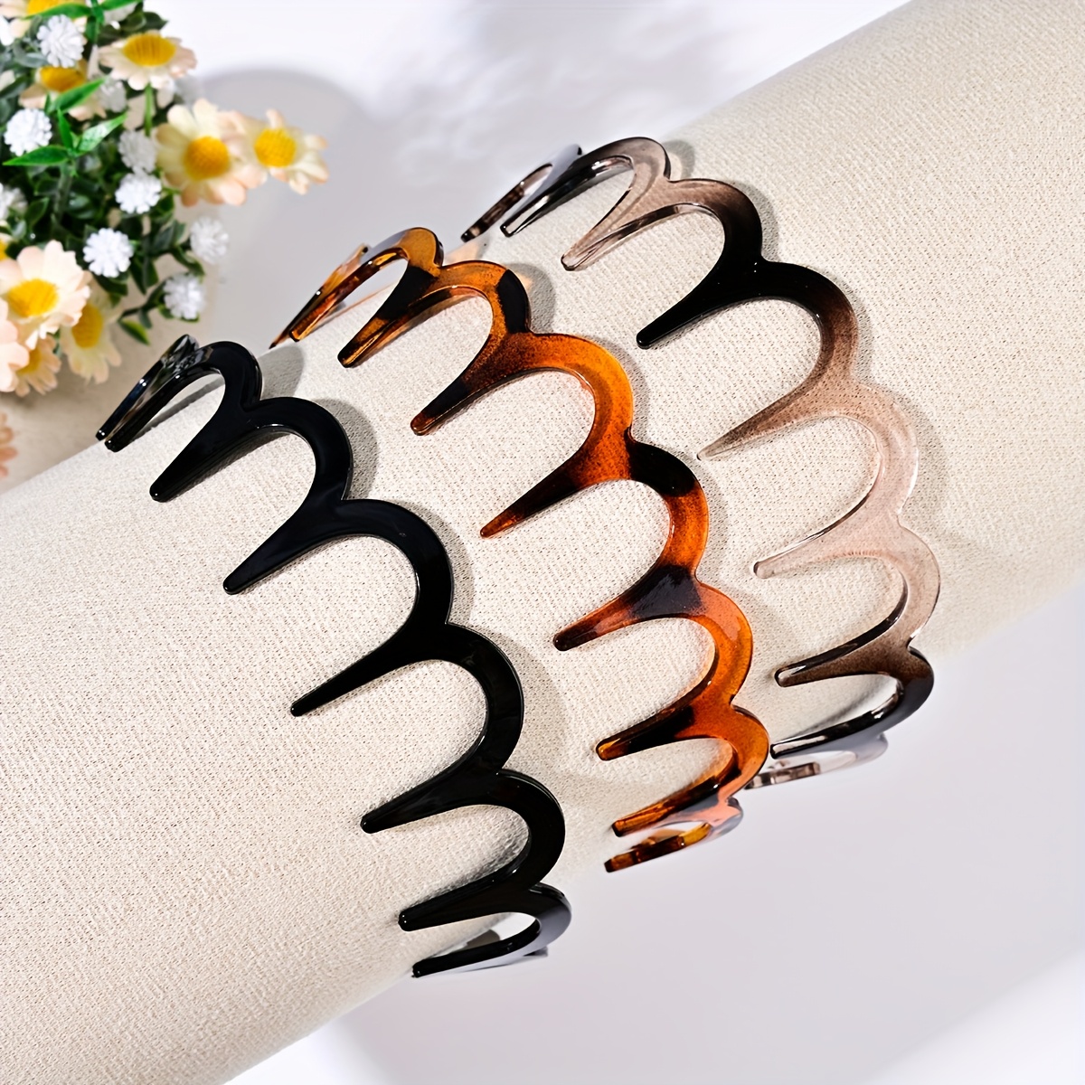 3 Pezzi Set di Accessori per Capelli Donna Multicolore: Fascia per Capelli con Stampa Leopardata * * ad * Elasticità, Antiscivolo, per Lavaggio * Trucco e * dei Capelli * con Design ad * Corona