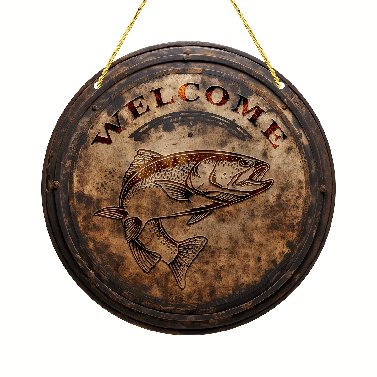 1pc, Steelhead Trout Wreath Sign - Stained Glass Fish Metal Tin Sign, Trout  Decorative Stained Wall Hanging, Suitable For Home Room Cafe Bedroom Bar L