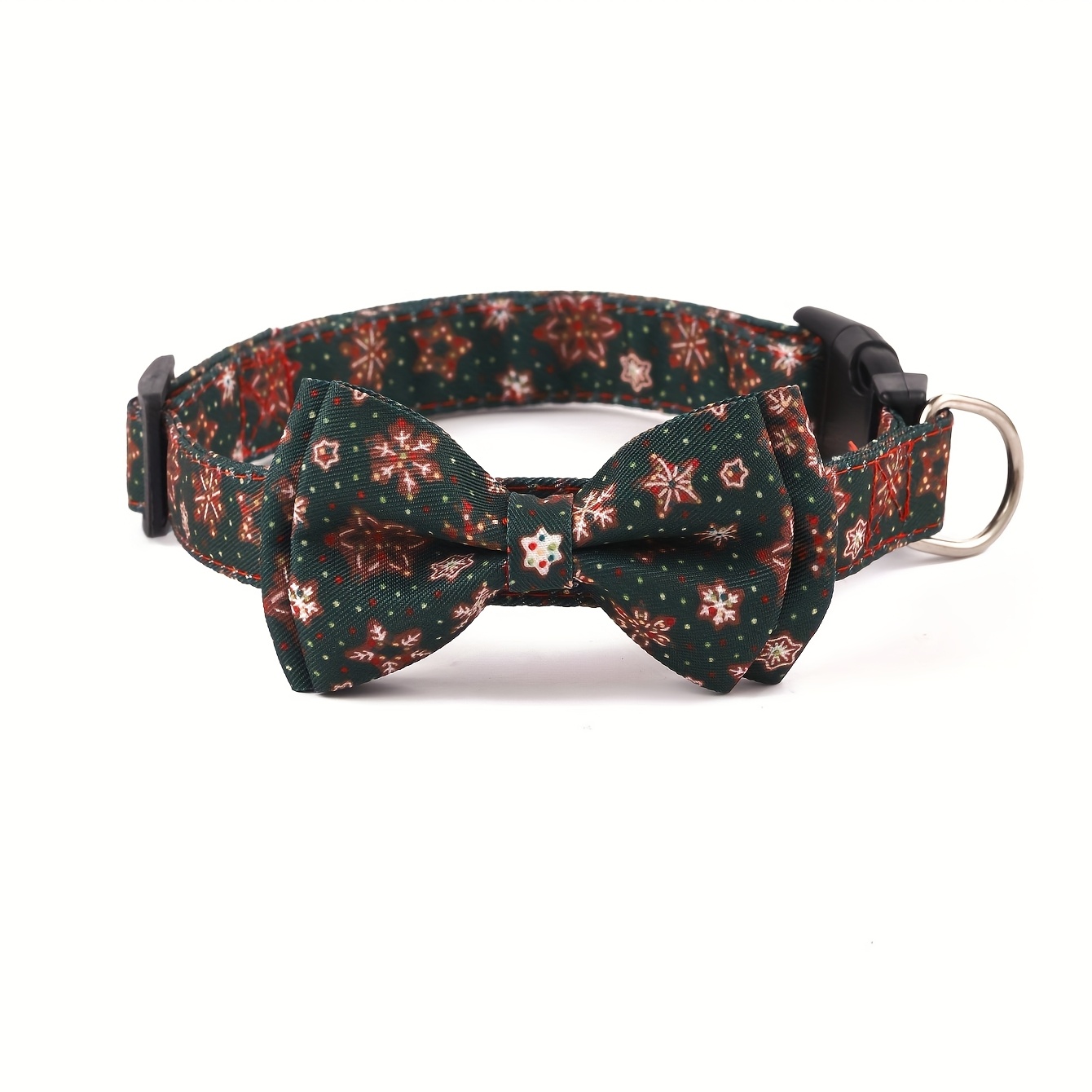 Christmas Style Dog Collar with Removable Bow, Adjustable Size