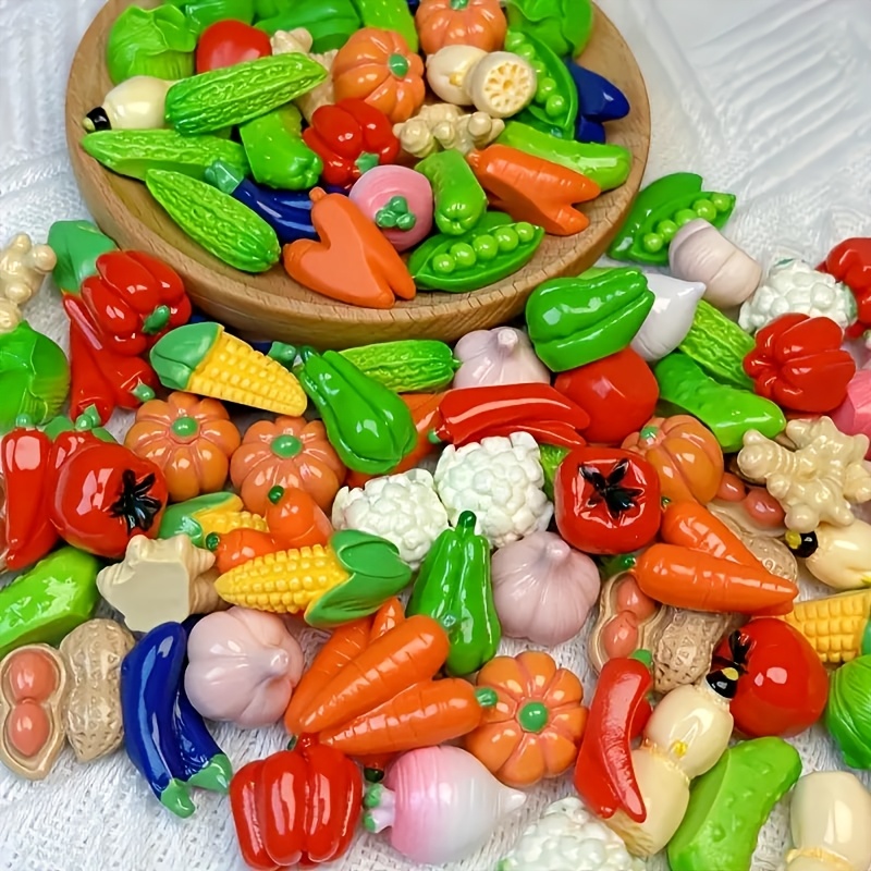 

16pcs Resin Fruit & Vegetable Beads Set For Diy Crafts, Jewelry Making, Home Decor - Assorted Tomatoes, , Peppers & More - Jewelry Accessories And Parts