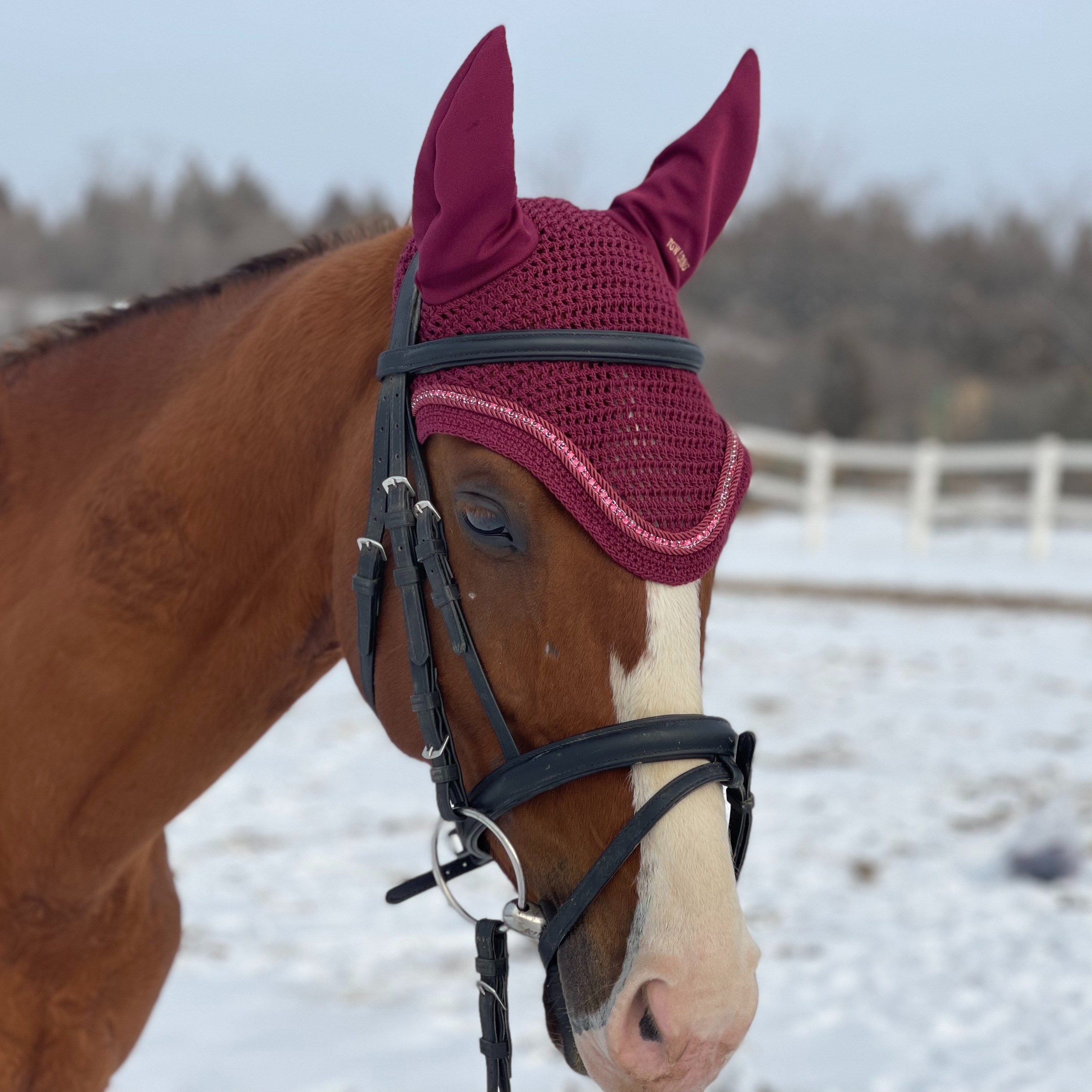 

3d Sparkling Horse Ear Covers, Knitted Ear Protectors For Horses, Spandex Material