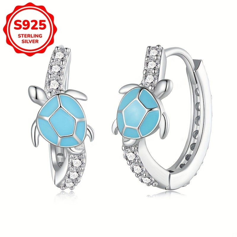 925Silvery Agile Turtle Earrings
