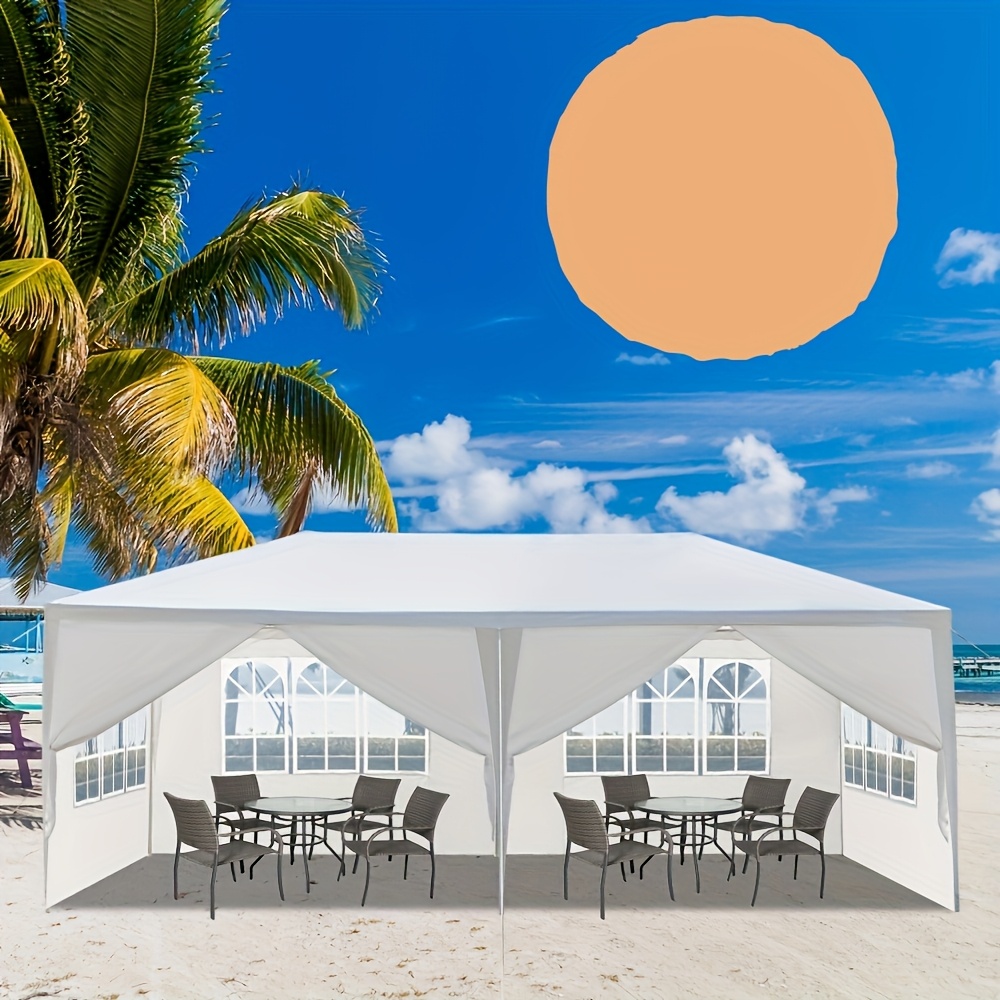 10x20ft White Outdoor Gazebo With 6 - Heavy-duty Pe Fabric & For Garden, Patio, Party Protection