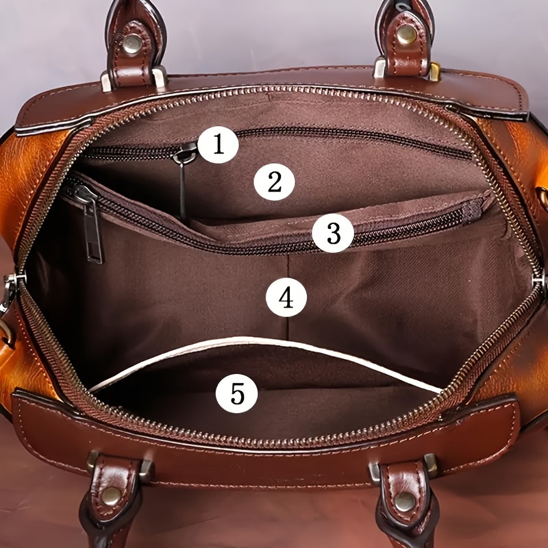 1pc Genuine Leather Saddle Bag for Women, Solid Color, Zipper Closure, Lined, Versatile for Autumn and Winter, Hand Wash/Dry Clean Only