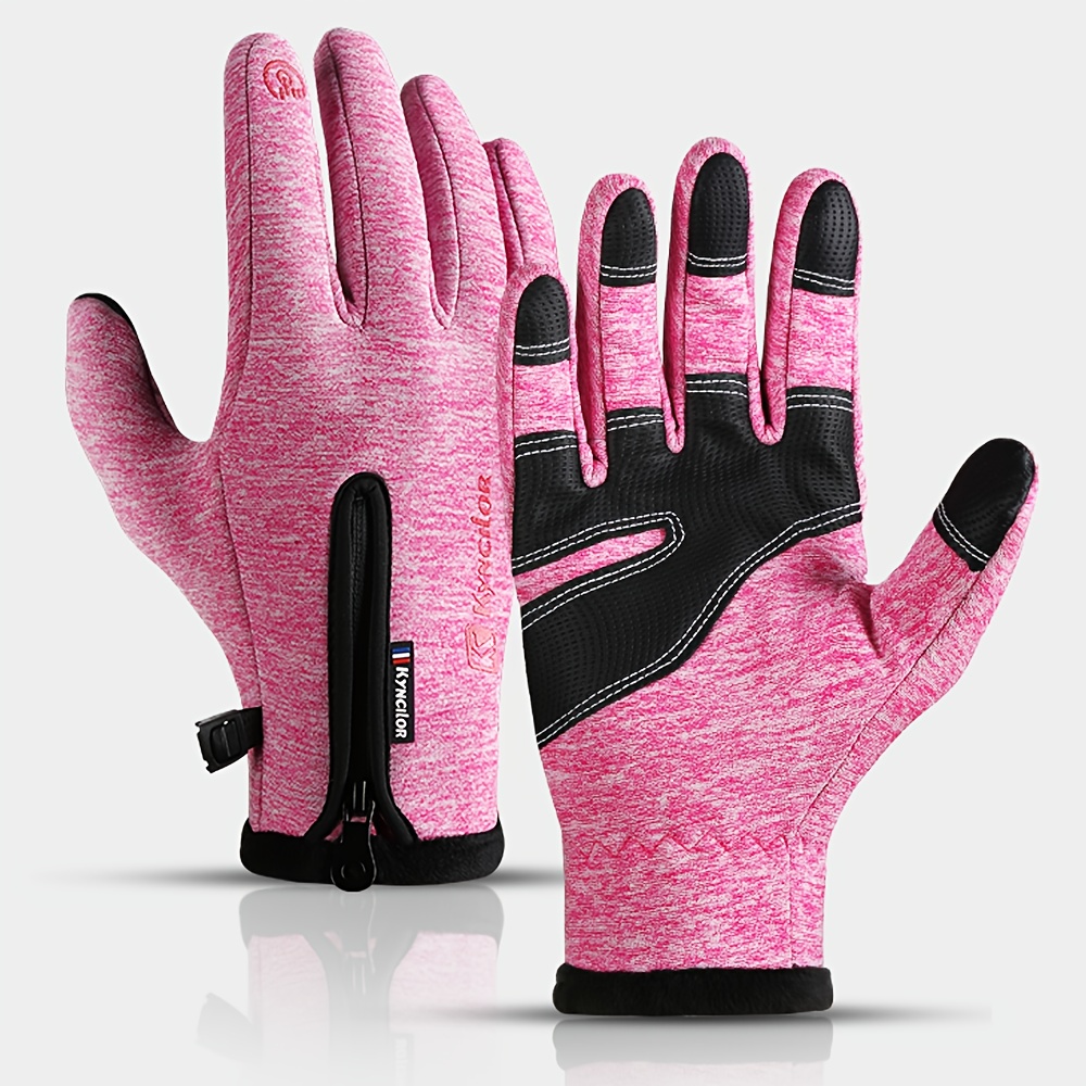 Kyncilor Plush-Lined Thickened Winter Ski Gloves, Touchscreen-Compatible