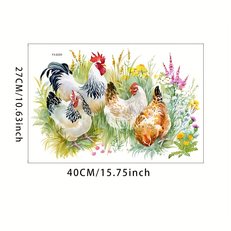 Image of 1pc Ink Garden Grass Chicken Porch Home Decoration Wall Sticker Self-adhesive Bedroom Living Room Hall Wall Sticker, Home Decoration Wall Sticker