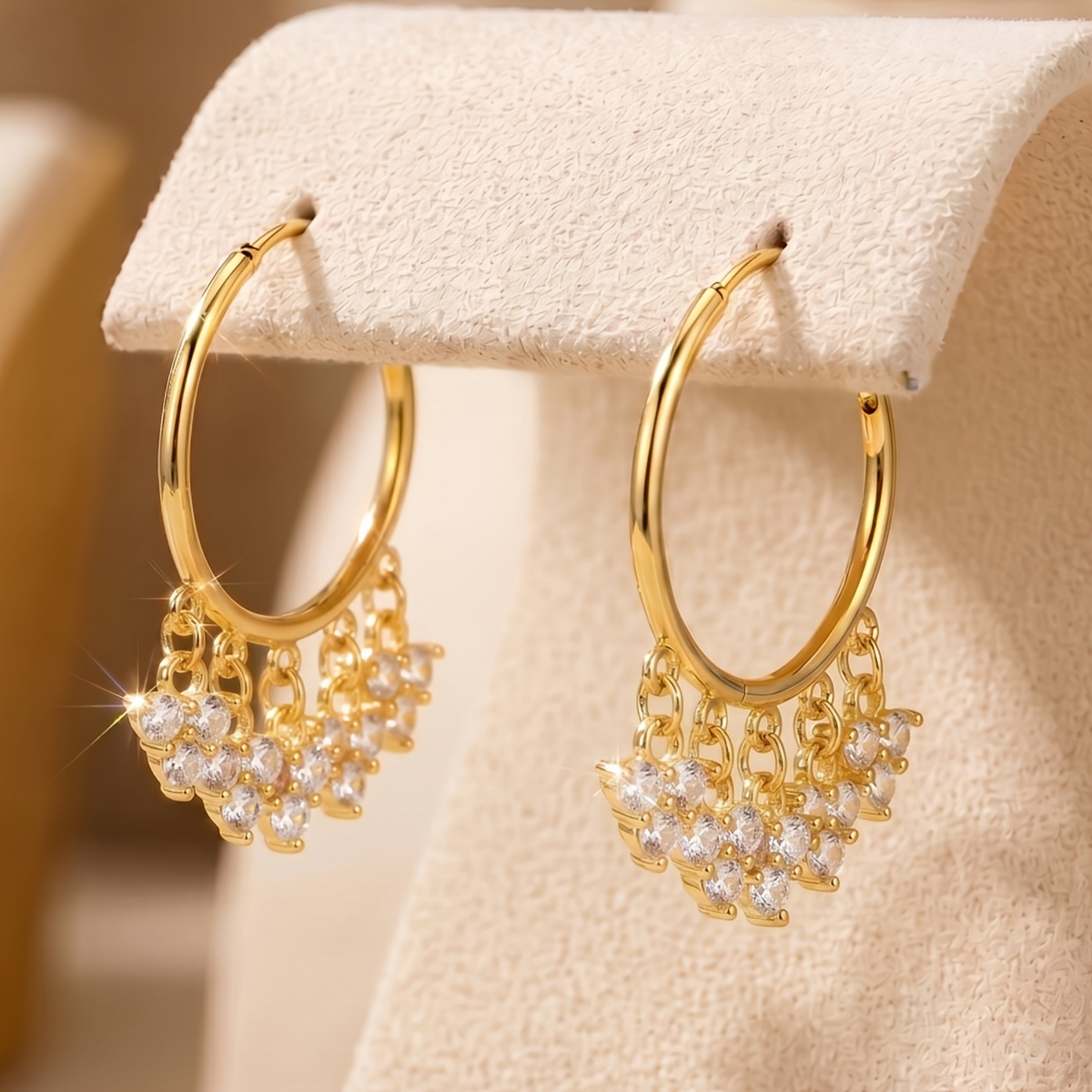 TEMU 1 Paire de Créoles larges pour femme avec à strass multi-pendentifs, Créoles bohèmes, Créoles larges pour bijoux de mariage, Cadeau de tous pour