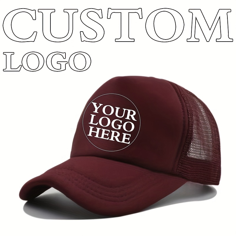 TEMU 1pc Unisex Breathable Mesh Baseball - Customizable Logo/photo, Adjustable Snapback, Solid Colors For Outdoor Fishing, Thanksgiving, Easter &
