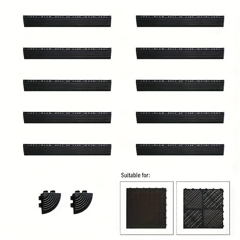 Edge Strips & Corner Joints For Garage Mats - Auxiliary Splicing Parts For Garage Floor Setup