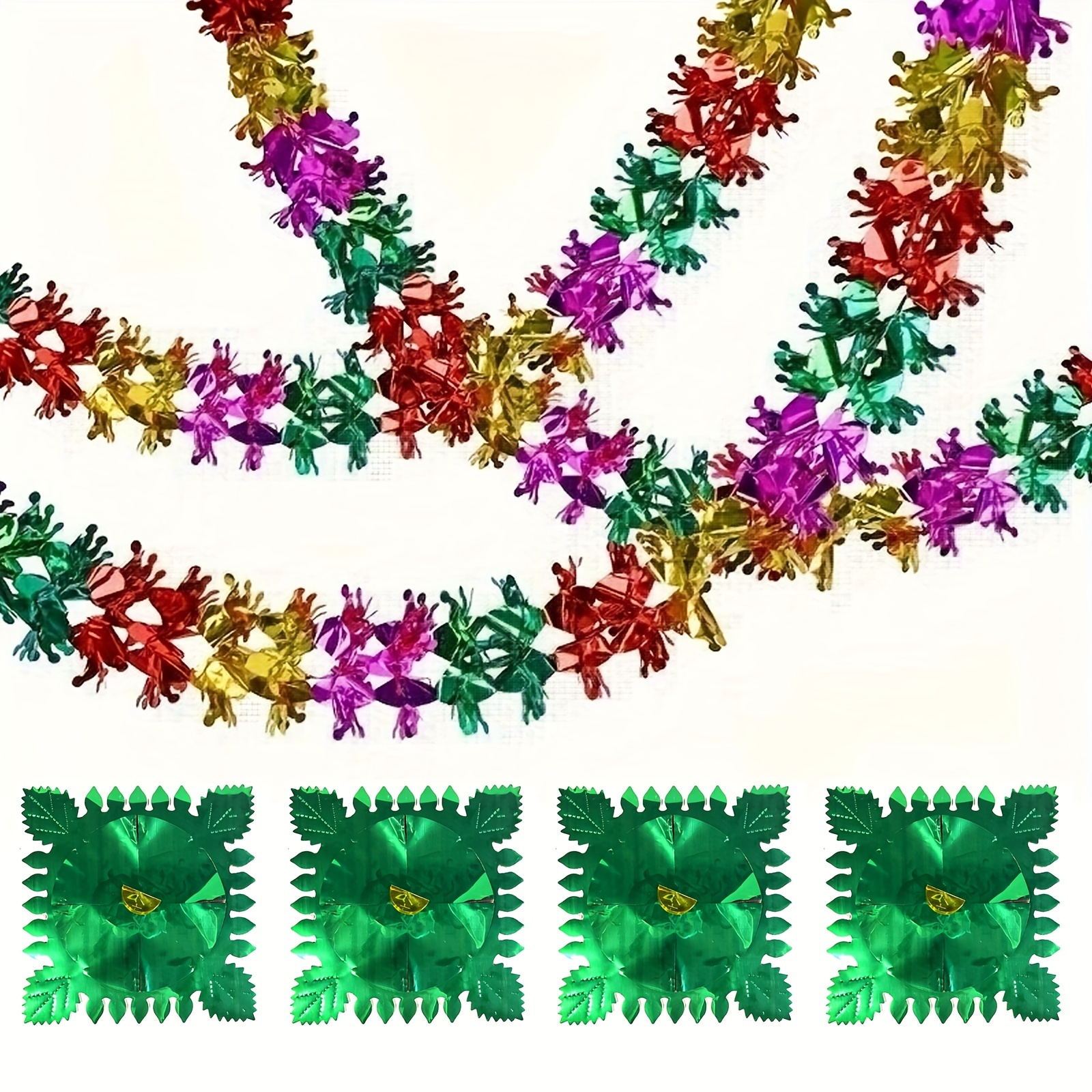 

4pcs Sparkling Foil Garland - Reusable & Ceiling Decor For Christmas, New Year, Birthdays, Weddings & Valentine's Day