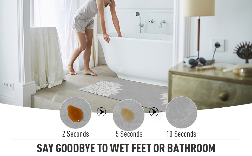 no stains bathroom runner rug bath mats for bathroom non slip super absorbent bathroom floor mat quick dry diatomaceous earth bath rug large bathmat bathroom rug 17 x47 Product details 2
