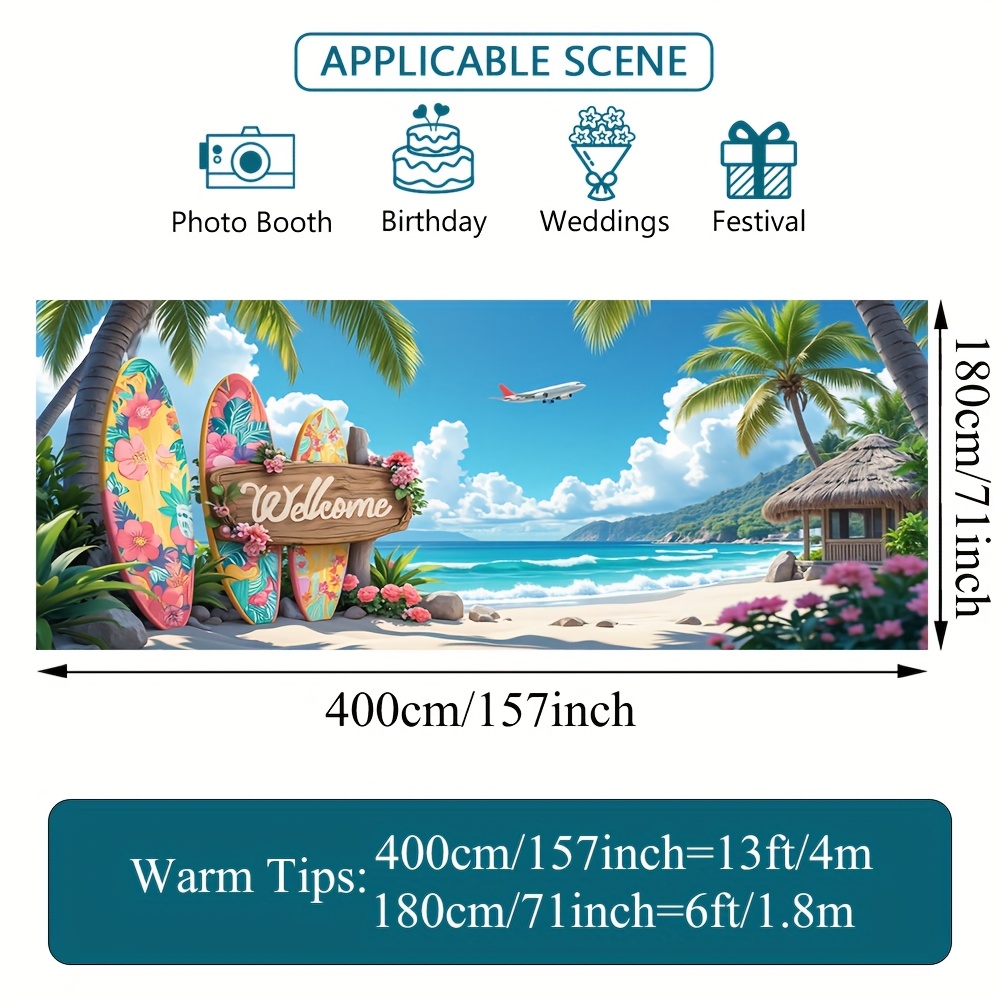 TEMU 2D Flat, 2D Flat - 2D Türbanner 2D Flat, 2D Flat - 2D Türbanner 1 Stück, ein lebendiges 2D-Flatbedruck-Banner mit einem tropischen Strand- und