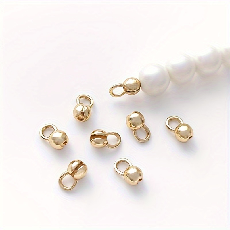 

18k Gold Plated Brass 4mm Shell Bead Tip Crimp Ends With Loop Crimp Beads For Diy Necklace Jewelry Making Accessories