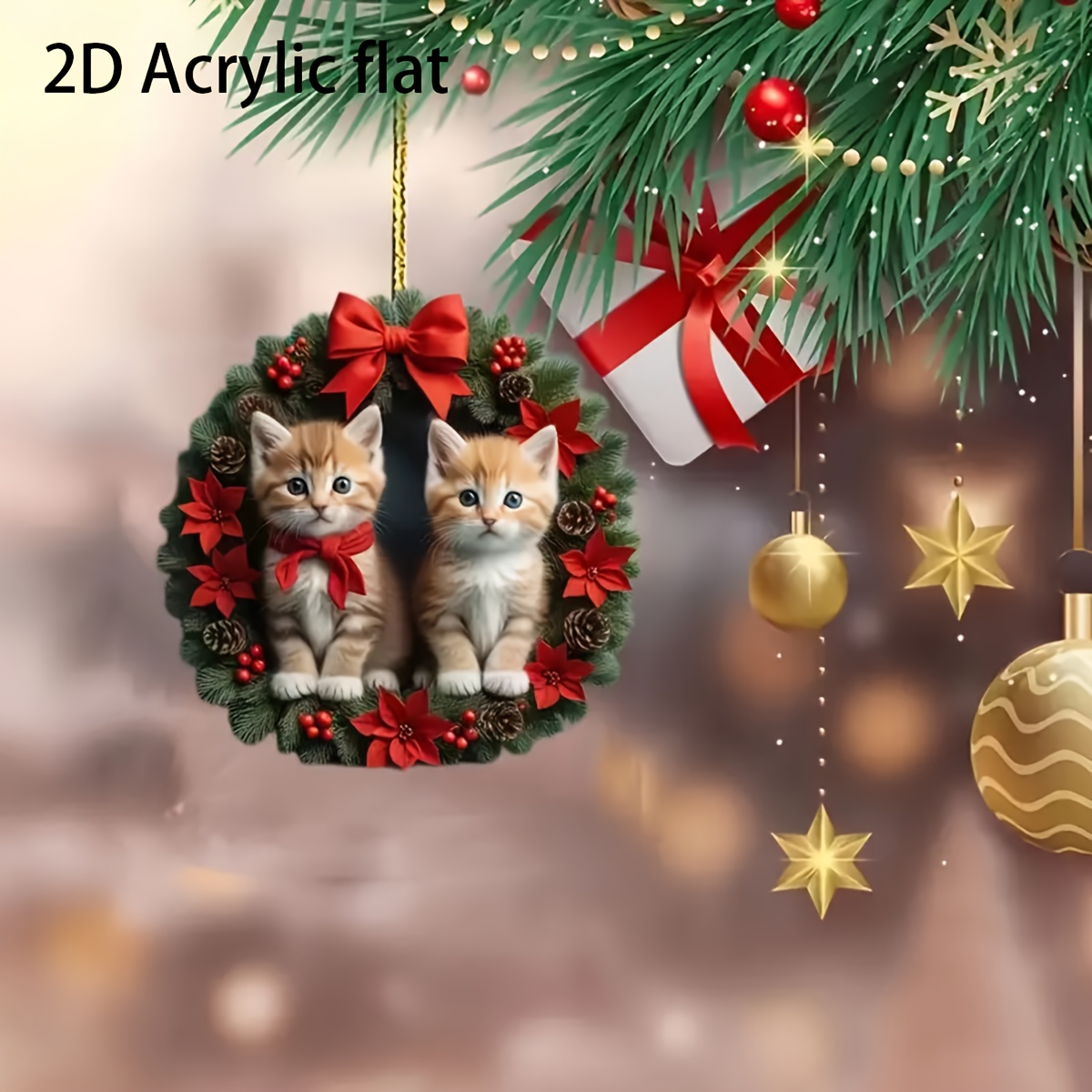 

1pc Double Wreath Christmas Tree - 2d Car Hanging Decoration For