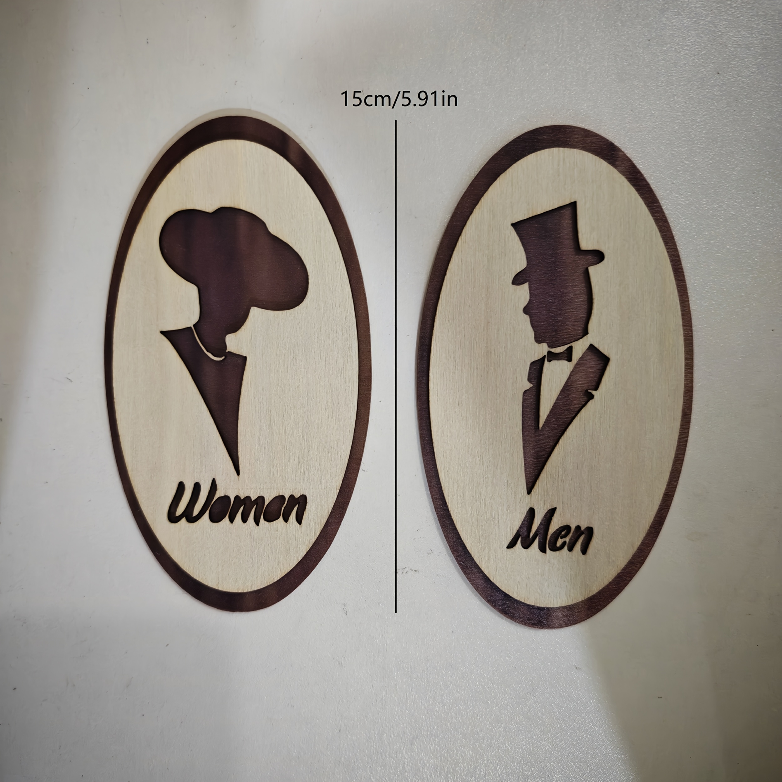 TEMU Toilet Wooden Small Statue Doorplate, Men's And Women's Restroom Signs, Bathroom Decoration Retro Style, Wooden Restroom Signs, Retro Decoration