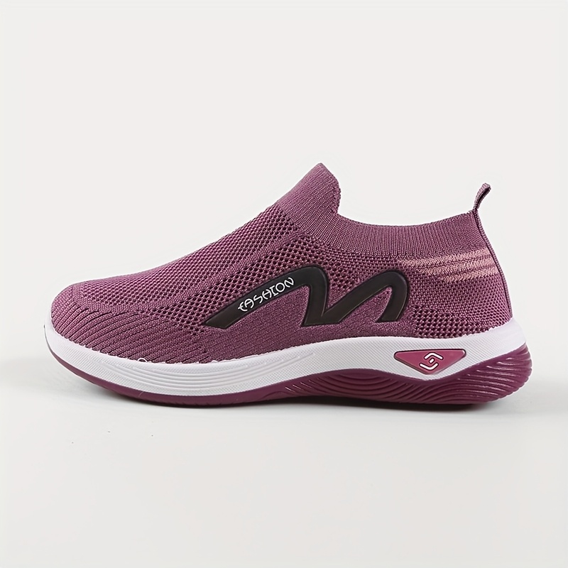 Women'S Slip-On Walking Shoes, Breathable Fabric Sneakers with Soft TPR  Sole, Lightweight and Comfortable for Running, Fitness, Hiking, and Travel  A