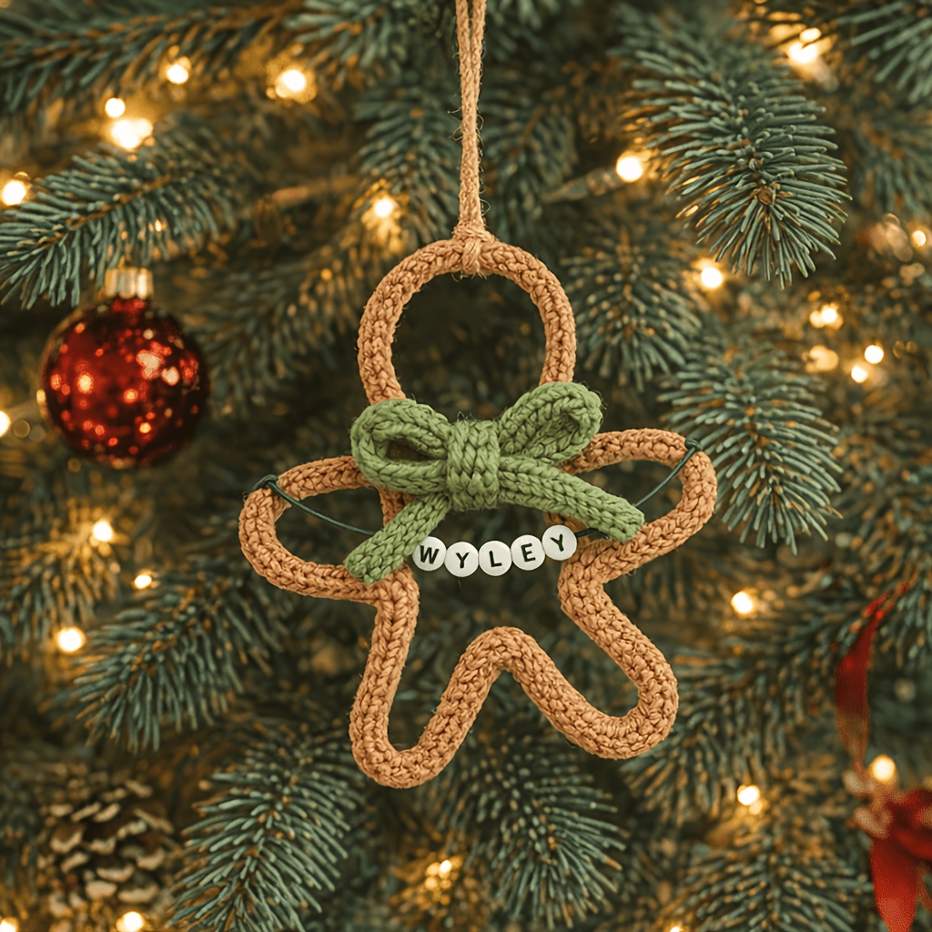 TEMU Custom Name Gingerbread For Man Christmas Ornament, Cookie Name Ornament With Bow, Hand- Wire Xmas Tree Hanging Decoration, Personalized Holiday