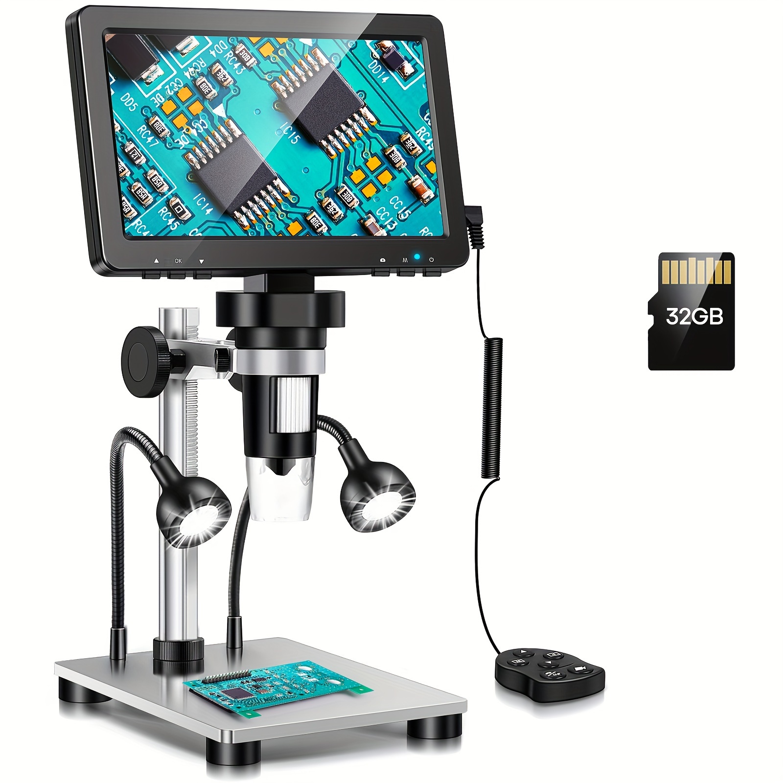 

7inch Digital Microscope 1200x Coin Microscope For Adults, 1080p Video Microscope With 10 Leds, Compatible With Windows (dm9)