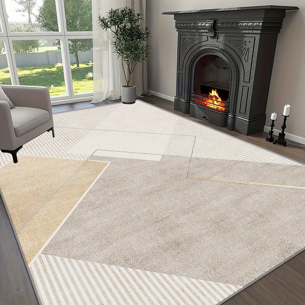 TEMU Imitation Cashmere washed Back Imitation Cashmere With Weight Of Per   Thickness 8.6mm 1pc, Simple And Pattern Indoor And Outdoor Mat, Easy To