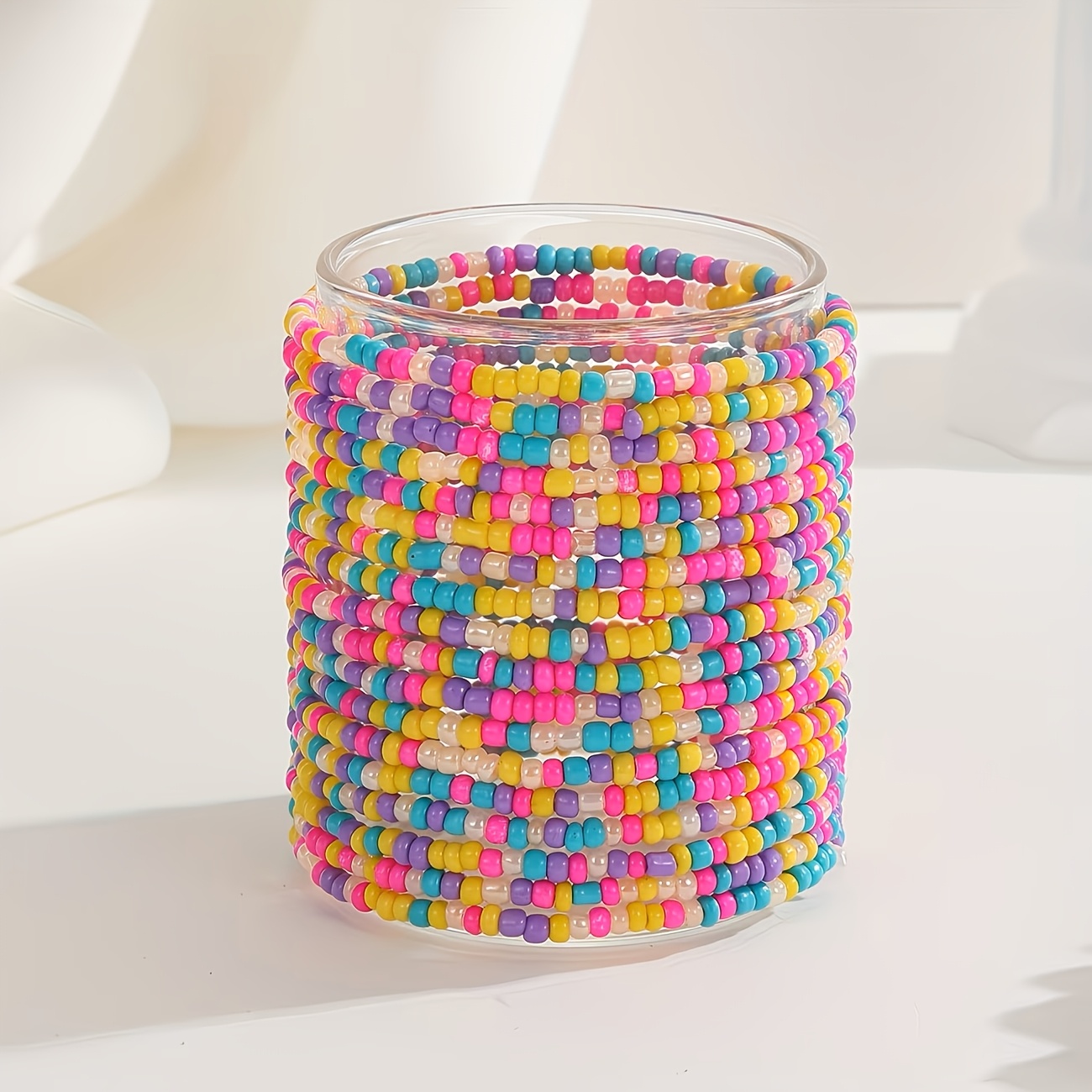 6pc Fashionable Beach Ethnic Style Seed Bead Anklet Set