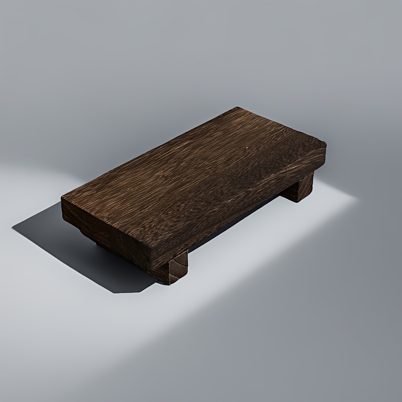Image of Small Bathroom Storage Tray, Wooden Base Stand, Retro Style Decoration, Wooden Decorative Tray - Small, Space- For Bathrooms, Kitchens Storage, Black Tray, , Brown Wood Tray