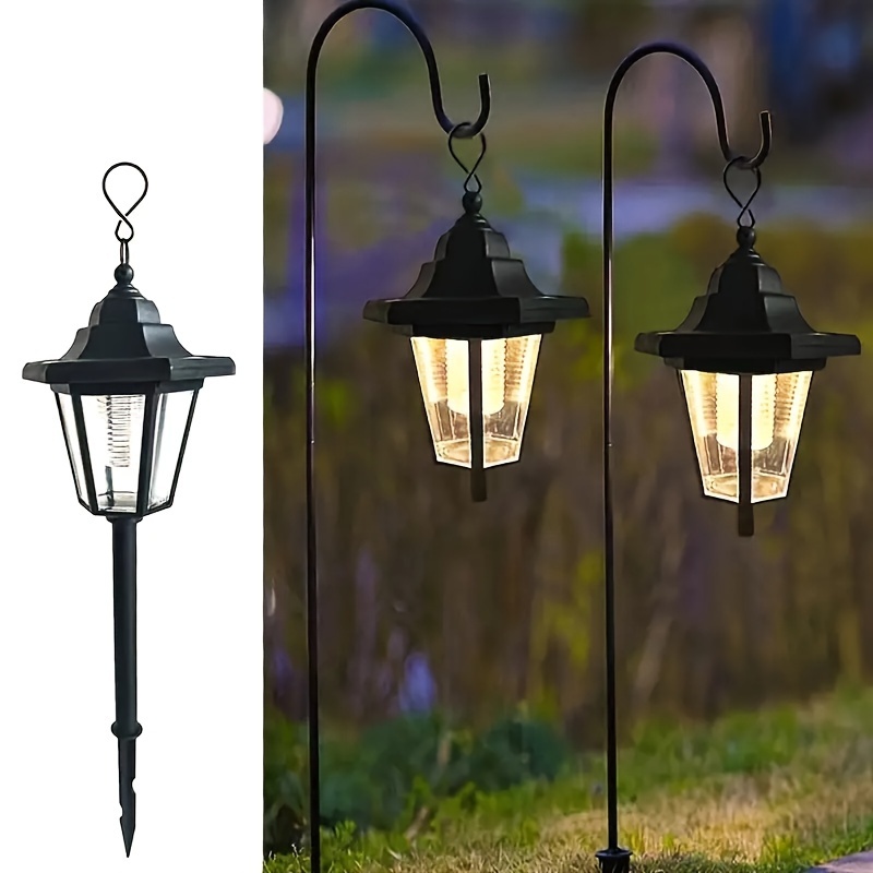 

2-pack Vintage Hexagon Led Solar Lights, Outdoor Pathway Garden Yard Decor, Plastic Material