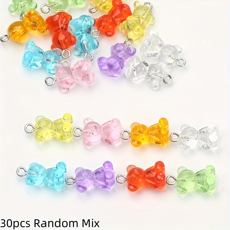 30pcs 19mm*12mm Acrylic 3d Transparent Bear Pendants, Suitable For Jewelry Diy, Bracelet Necklace Earring Accessories. Ideal Small Gift For . Retail And Wholesale. Christmas