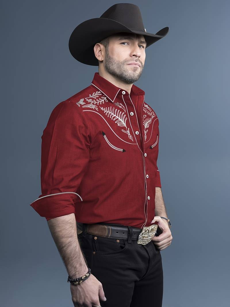 Chemise Cowboy Brodée Manches Longues Pour Homme - Style Western Vintage - Idéale Mariage, Fête Country, Soirée à Thème