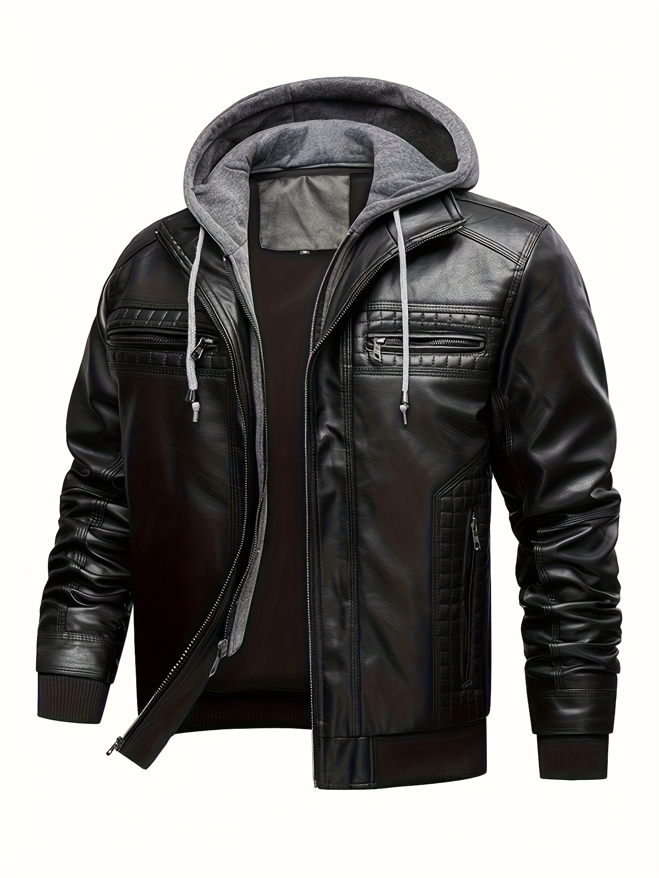 mens synthetic faux leather motorcycle jacket - Temu