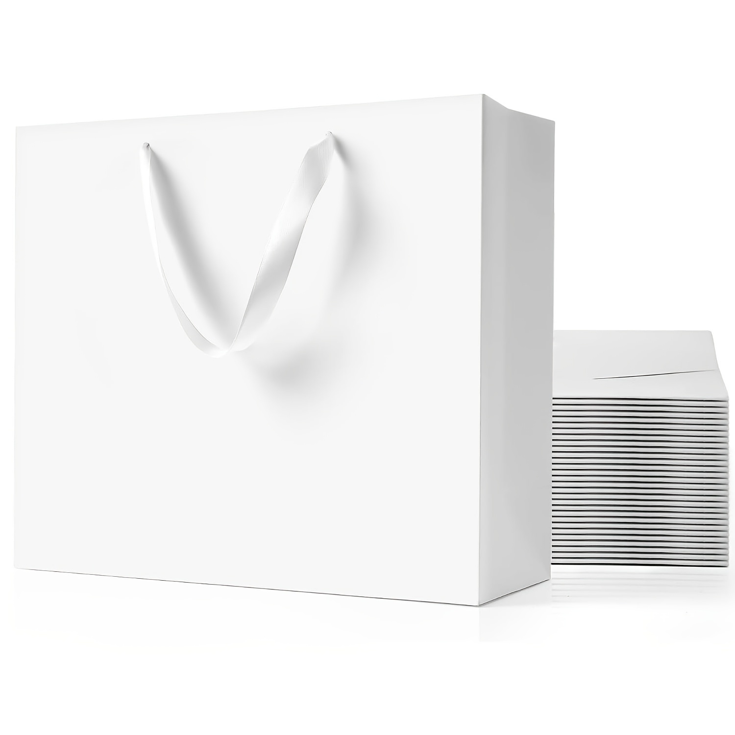 TEMU White Paper Gift Bags With Handles 10 Pack, 30x10x25cm Bulk For Holiday Parties, Retail, Small Business, Shopping